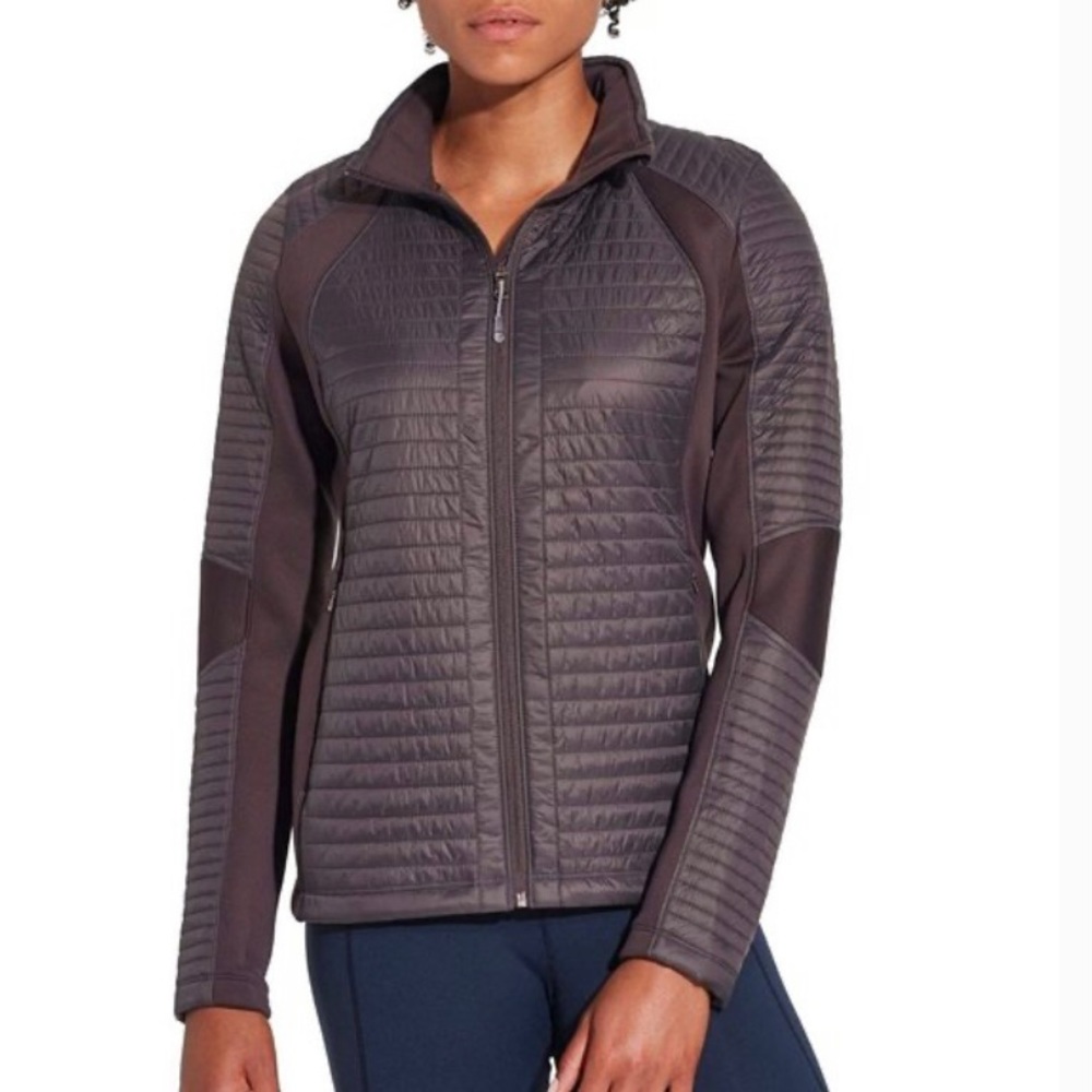 CALIA by Carrie Underwood Full Zip Puffer Hybrid Jacket Smokey Plum/Brown Medium